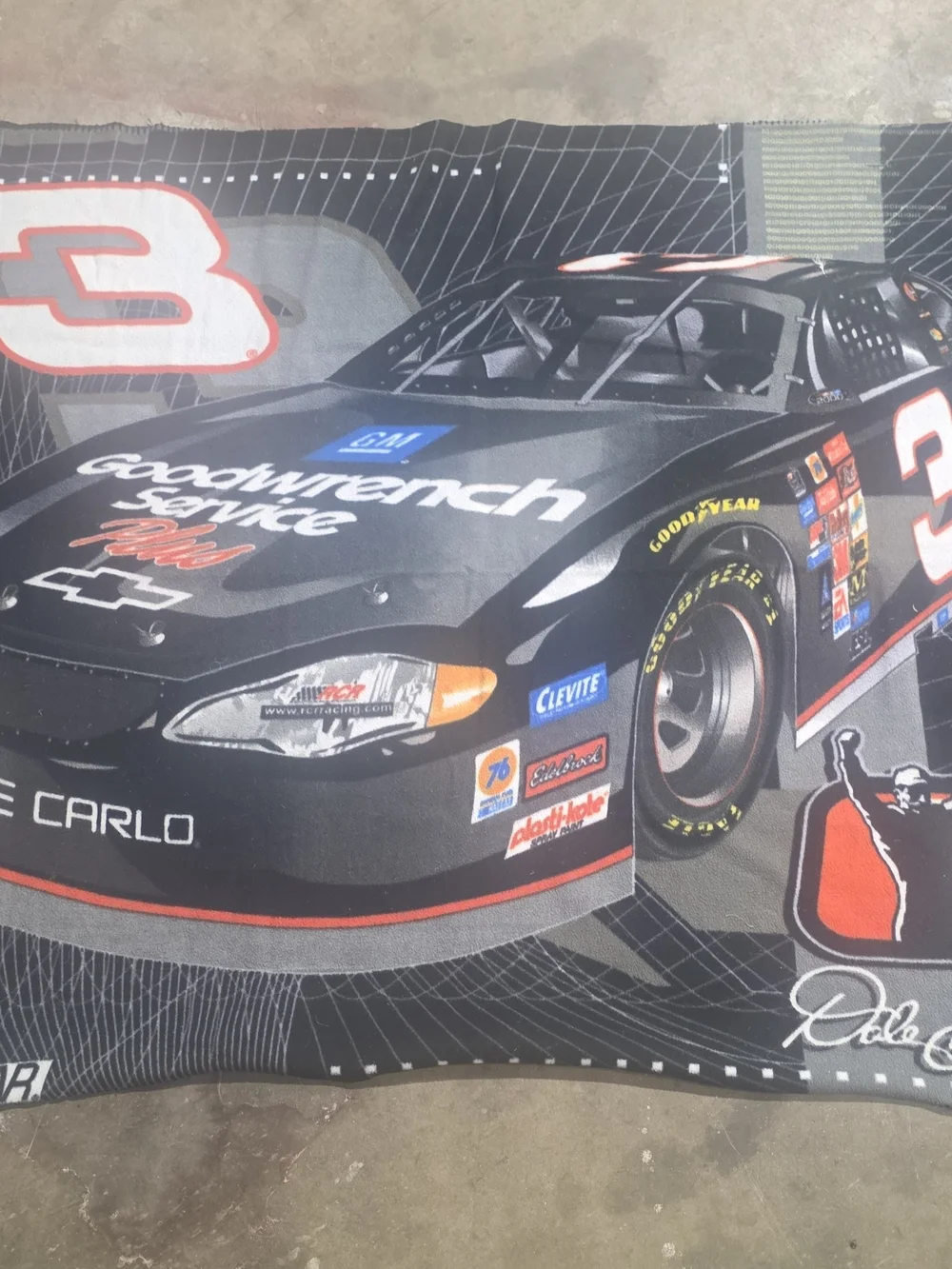 Black Racing Car Throw Blanket with Orange Accents